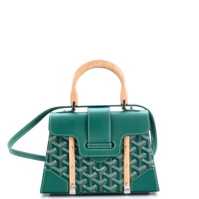 Goyard Structured Saigon Top Handle Bag Coated Canvas With Leather Mini In Green