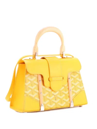 Pre-owned Goyard Structured Saigon Top Handle Bag Coated Canvas With Leather Mini Satchel In Orange