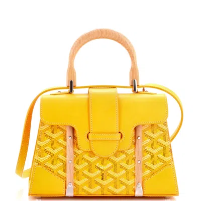 Goyard Structured Saigon Top Handle Bag Coated Canvas With Leather Mini In Yellow