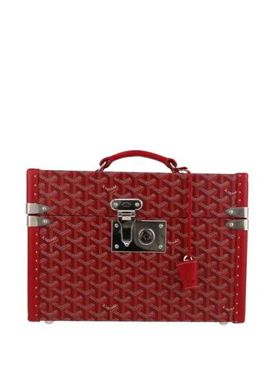 Pre-owned Goyard Vanity Sardaigne Canvas And Leather Handbag In Red