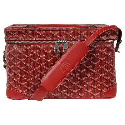 Pre-owned Goyard Vanity Train Case Red Canvas Crossbody Travel Bag Vintage Luggage Tote