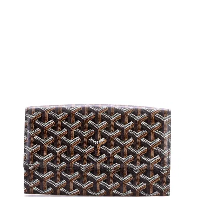 Pre-owned Goyard Varenne Continental Wallet With Strap Coated Canvas In Black