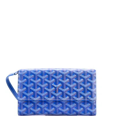 Goyard Varenne Continental Wallet With Strap Coated Canvas In Blue