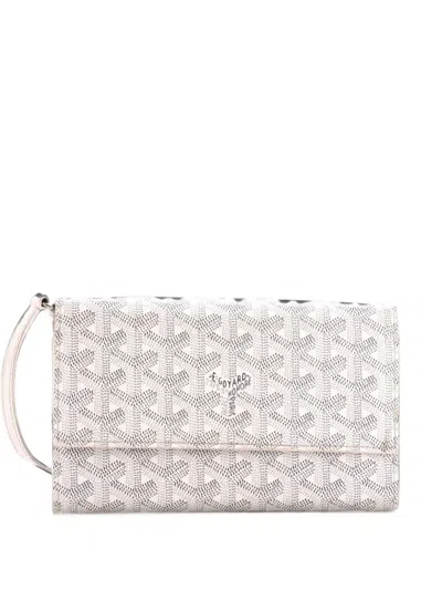 Pre-owned Goyard Varenne Continental Wallet With Strap Coated Canvas Crossbody Bag In White