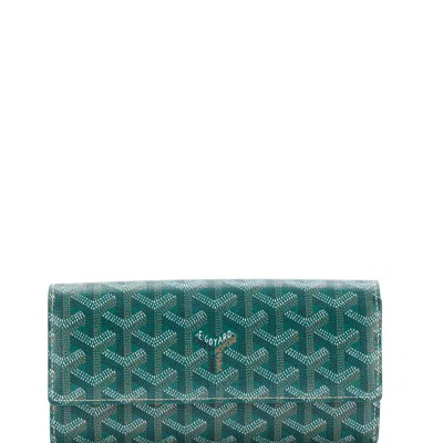 Goyard Varenne Wallet Coated Canvas Long In Green