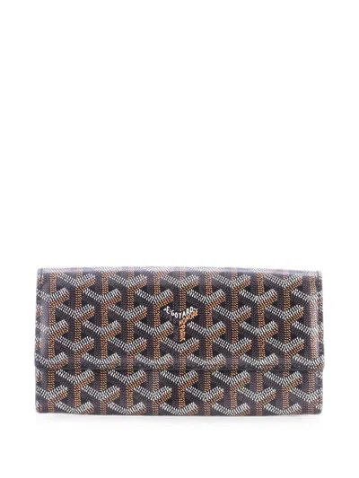 Pre-owned Goyard Varenne Wallet Coated Canvas Long Small Wallets In 黑色