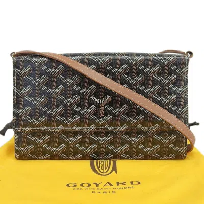 Pre-owned Goyard Varennes Shoulder Wallet Pvc Leather In Black