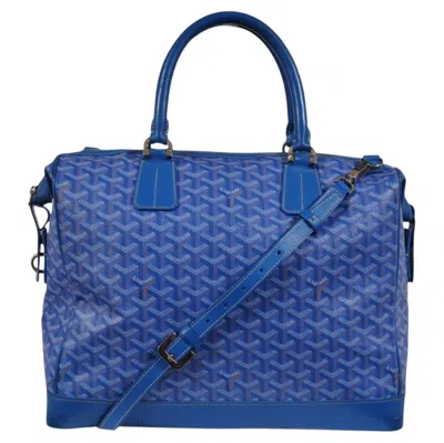 Pre-owned Goyard Victoria Gm 45 Blue Ine Canvas Weekend Travel Bag Carry-on Duffle