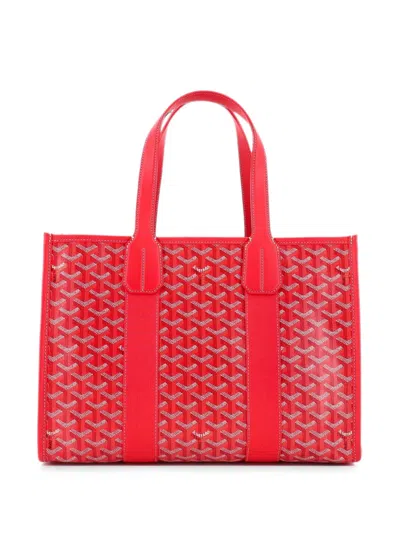 Pre-owned Goyard Villette Coated Canvas Pm Tote Bag In Red