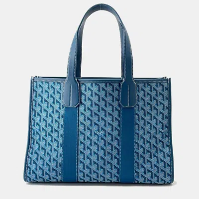 Pre-owned Goyard Villette Ocean Blue Canvas Leather Size Pm