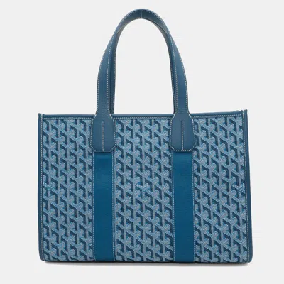 Pre-owned Goyard Villette Pm Ocean Blue Canvas And Leather Shoulder Bag