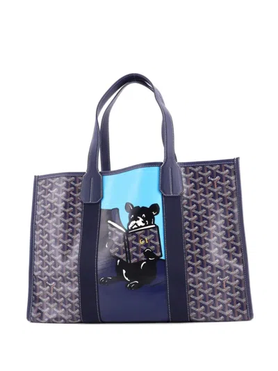 Pre-owned Goyard Villette Printed Coated Canvas Mm Tote Bag In Blue