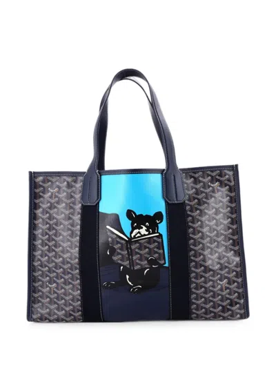 Pre-owned Goyard Villette Printed Coated Canvas Mm Tote Bag In Blue