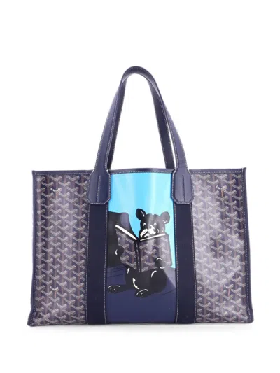 Pre-owned Goyard Villette Printed Coated Canvas Mm Tote Bag In Blue