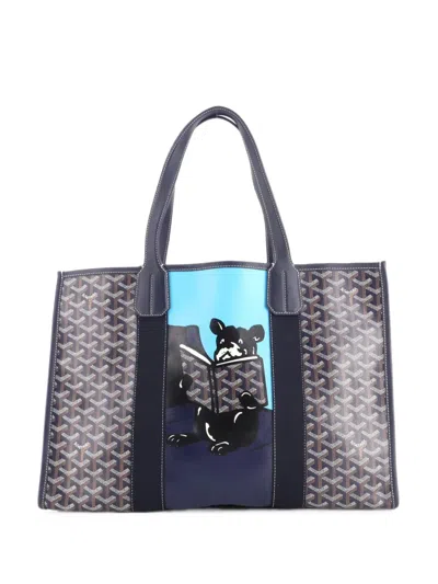 Pre-owned Goyard Villette Printed Coated Canvas Mm Tote Bag In Blue