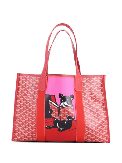 Pre-owned Goyard Villette Printed Coated Canvas Mm Tote Bag In Red