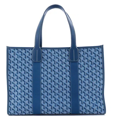Pre-owned Goyard Villette Tote Coated Canvas Mm In Blue