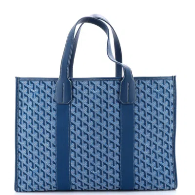 Pre-owned Goyard Villette Tote Coated Canvas Mm In Blue