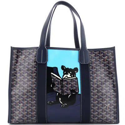 Pre-owned Goyard Villette Tote Printed Coated Canvas Mm In Blue