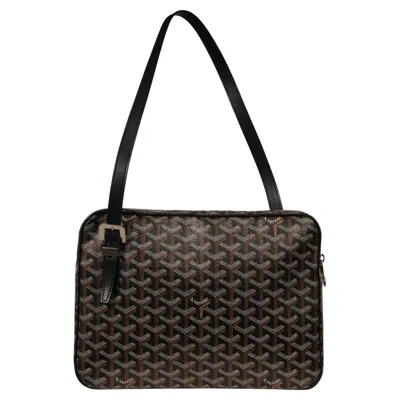 Pre-owned Goyard Vintage 2000's Yona Mm Petite Shoulder Tote Bag Square Shaped Purse In Black