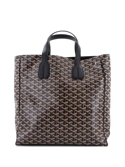 Pre-owned Goyard Voltaire Iii Coated Canvas Tote Bag In Black