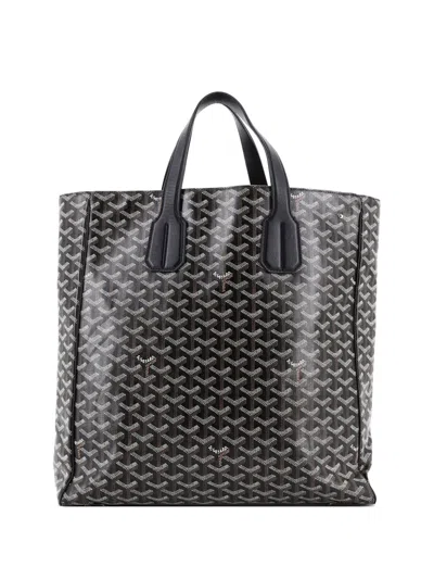 Pre-owned Goyard Voltaire Iii Coated Canvas Tote Bag In Black