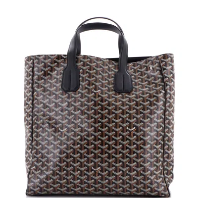 Pre-owned Goyard Voltaire Iii Tote Coated Canvas In Black