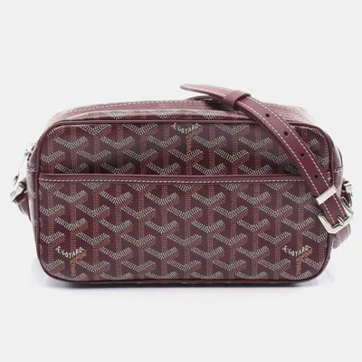 Pre-owned Goyard White Brown Bordeaux Coated Canvas Leather Cap Vert Pm Shoulder Bag