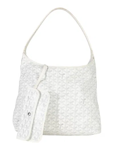 Pre-owned Goyard White Canvas Ine Boheme Hobo (authentic Pre-loved)