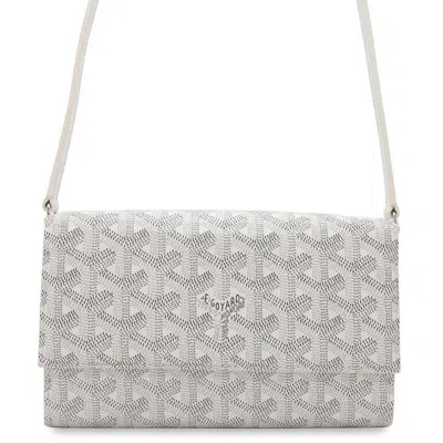 Pre-owned Goyard White Coated Canvas Chain/shoulder Wallet ()