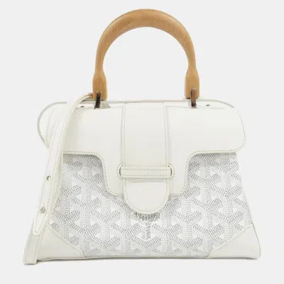 Pre-owned Goyard White Coated Canvas Leather Saigon Handbag