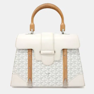 Pre-owned Goyard White Fabric Saigon Gm