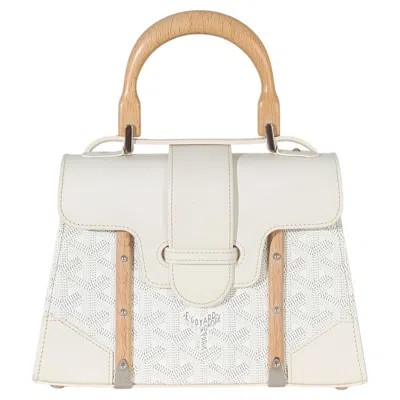 Pre-owned Goyard White Ine Canvas Structure Mini Saigon Top Handle
