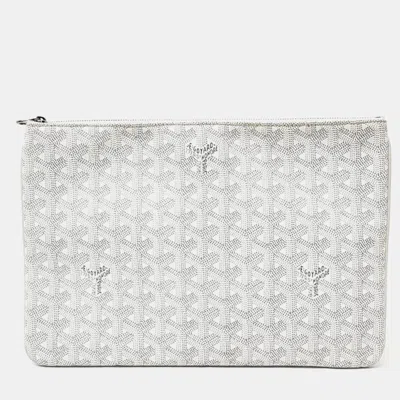 Pre-owned Goyard White Pvc Sena Mm Bag