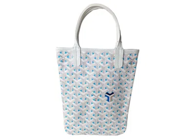 Pre-owned Goyard Women's  Claire Voie Poitier Mini Vertical Bag In White/blue