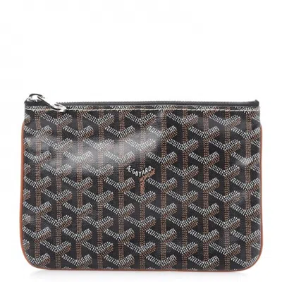 Pre-owned Goyard Women's  Senat Pouch Ine Pm In Black/tan