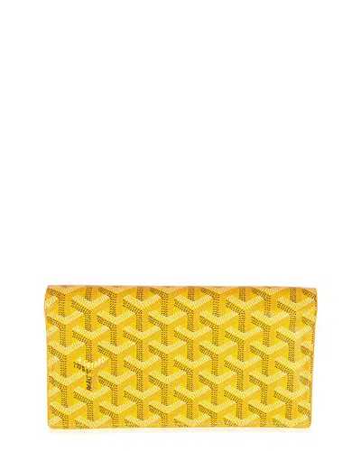 Pre-owned Goyard Yellow Ine Canvas Richelieu Wallet (authentic Pre-loved)