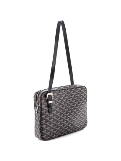 Pre-owned Goyard Yona Bag Coated Canvas Gm Satchel In Black