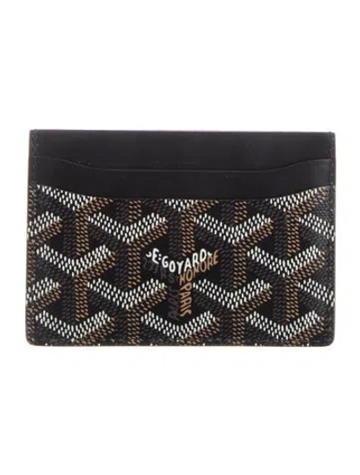 Pre-owned Goyard Ine Card Case Leather Card Holder In Black