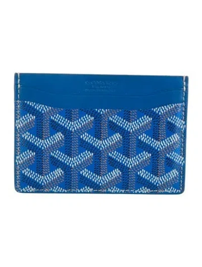 Pre-owned Goyard Ine Leather Card Holder In Blue