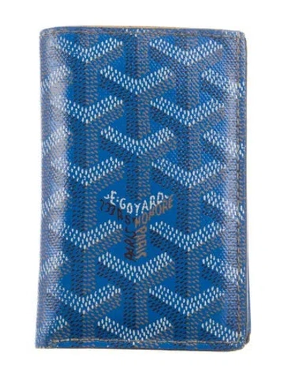 Pre-owned Goyard Ine Leather Card Holder In Blue