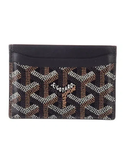 Pre-owned Goyard Ine Leather Card Holder In Blue