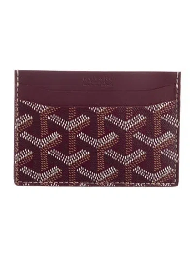 Pre-owned Goyard Ine Leather Card Holder In Burgundy