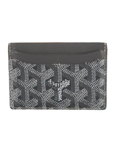 Pre-owned Goyard Ine Leather Card Holder In Gray