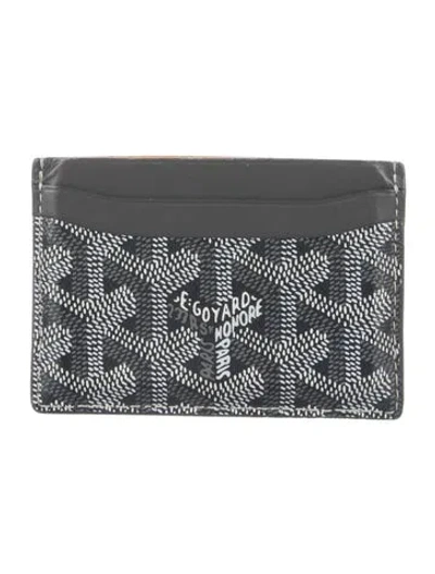 Pre-owned Goyard Ine Leather Card Holder In Gray