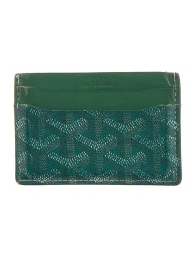 Pre-owned Goyard Ine Leather Card Holder In Green