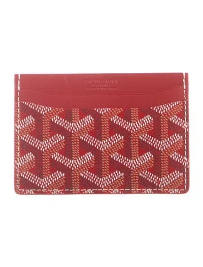 Pre-owned Goyard Ine Leather Card Holder In Neutrals/red