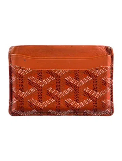 Pre-owned Goyard Ine Leather Card Holder In Orange