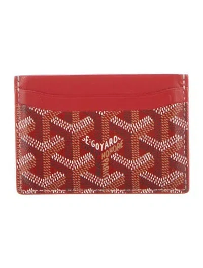 Pre-owned Goyard Ine Leather Card Holder In Red