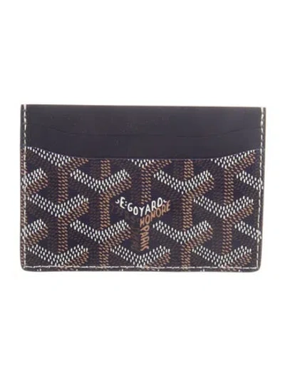 Pre-owned Goyard Ine Leather Card Holder W/ Tags In Blue